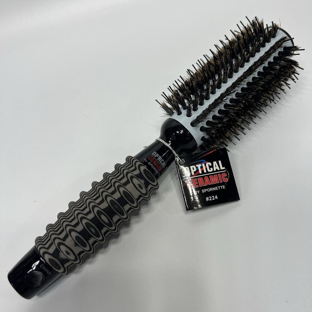 Spornette #224 Optical Ceramic Barrel Round Brush Boar & Nylon Bristles 1" NEW